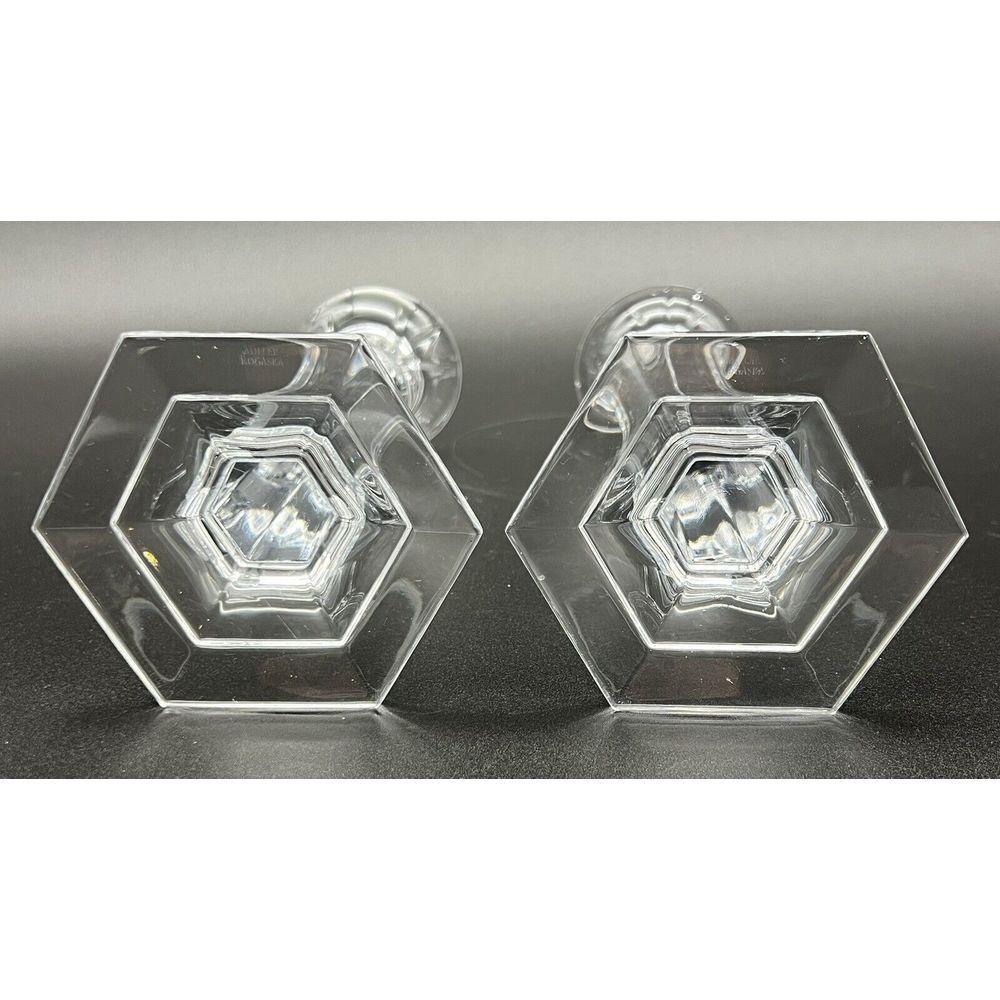 Set Of 2 Miller Rogaska‎ Clear Crystal Candle Holders 8 Inch Tall - Picture 7 of 15